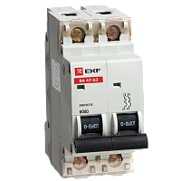 Автоматический выключатель ВА 47-63 6кА, 2P 40А (C) EKF | код. mcb4763-6-2-40C | EKF 