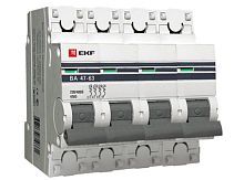 Модульный автоматический выключатель ВА 47-63 PROxima 4 полюса, 32А, х-ка C | код. mcb4763-4-32C-pro | EKF 