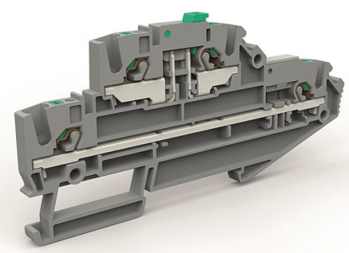 Двухуровневая клемма с размыкателем на 2,5 кв.мм | код ZEFDS210GR | DKC Двухуровневая клемма с размыкателем на 2,5 кв.мм | код ZEFDS210GR | DKC