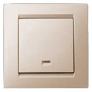 Выключатель одноклавишный СП с подсветкой. Слоновая кость SIMON 15 серия (20шт) | код 1590104-031 | SIMON
