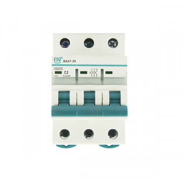 Автоматический выключатель ВА 47-29_3 полюса 2А ток к.з. 4.5кА хар-ка С ESQ | код 14.03.01.000017 | ESQ Автоматический выключатель ВА 47-29_3 полюса 2А ток к.з. 4.5кА хар-ка С ESQ | код 14.03.01.000017 | ESQ