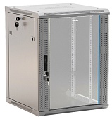 Hyperline TWB-1266-GP-RAL7035 Шкаф настенный 19-дюймовый (19), 12U, 650x600х600мм, стеклянная дверь с перфорацией по бокам, ручка с замком, цвет серый (RAL 7035) (разобранный) | код 451996 | Hyperline