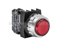 Кнопка нажимная, выступающая, без фиксации, красная, серии H, 30 мм. | код H100HK | EMAS