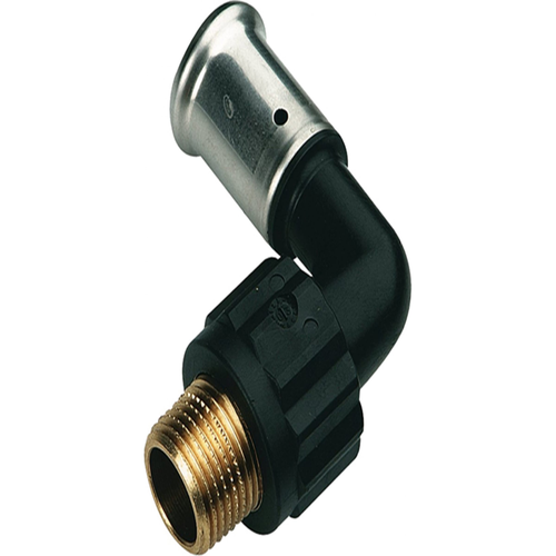 Угольник пресс 90 град 20х3/4'НР ПВДФ белый | код 5PKW-2005 | Henco