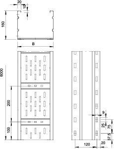 Кабельный листовой лоток для больших расстояний 160x200x6000 горячий цинк | код 6098550 | OBO Bettermann