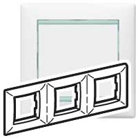 Рамка 3 - постовая, горизонтальный монтажа, белая / голубой опал (2 шт.) Valena | код 774473 | LEGRAND