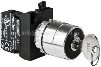 Кнопка с ключом 2-0-1, с фиксацией,ключ вынимается в положении 0 (1НО+1НЗ), CM102AA30 | код CM102AA30 | EMAS Кнопка с ключом 2-0-1, с фиксацией,ключ вынимается в положении 0 (1НО+1НЗ), CM102AA30 | код CM102AA30 | EMAS