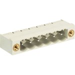 Вилочный разъем, горизонтальный, на плату, с монтажными фланцами, шаг 5,00 мм, 6 полюсов, фиксация на плате пайкой, 300V, 12А, без маркировки, цвет: серый, серия 8113 S WF | код 25.339.3653.0 | Wieland