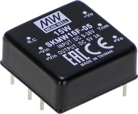 Источник питания DC-DC, 15Вт, вход 48В (18…75В), потребление без/под нагр. 80мА/365мА, выход 5В/3А, ёмкостная нагр. макс. 820мкф, изоляция 3000В DC, в корпусе 25.4х25.4х10.2мм, -40С…+85С | код SKMW15G-05 | MeanWell Источник питания DC-DC, 15Вт, вход 48В (18…75В), потребление без/под нагр. 80мА/365мА, выход 5В/3А, ёмкостная нагр. макс. 820мкф, изоляция 3000В DC, в корпусе 25.4х25.4х10.2мм, -40С…+85С | код SKMW15G-05 | MeanWell