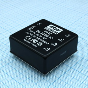 Источник питания DC-DC, 25Вт, вход 18…36В, выход ±5В/±250…±2500мА, рег.вых±10% изоляция 1000В DC, 50.8х50.8х21мм., -25С…+85С, дист. упр. | код DKA30B-05 | MeanWell Источник питания DC-DC, 25Вт, вход 18…36В, выход ±5В/±250…±2500мА, рег.вых±10% изоляция 1000В DC, 50.8х50.8х21мм., -25С…+85С, дист. упр. | код DKA30B-05 | MeanWell