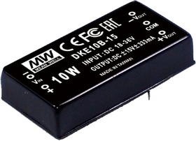 Источник питания DC-DC, 10Вт, вход 18…36В, стабил. выход ±5В/±100…±1000мА, изоляция 1000В DC, 50.8х25.4х11.27мм., -25С…+71С | код DKE10B-05 | MeanWell Источник питания DC-DC, 10Вт, вход 18…36В, стабил. выход ±5В/±100…±1000мА, изоляция 1000В DC, 50.8х25.4х11.27мм., -25С…+71С | код DKE10B-05 | MeanWell