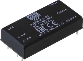 Источник питания DC-DC, 40Вт, вход 24В (9…36В) DC, потребление без/под нагр. 15мА/1900мА, выход 15В/2666мА, КПД 92%, ёмкостная нагр. макс. 2600мкф, изоляция 1600В DC, в корпусе 50,8х25,4х10,5мм, -40…+90С | код RSDW40F-15 | MeanWell Источник питания DC-DC, 40Вт, вход 24В (9…36В) DC, потребление без/под нагр. 15мА/1900мА, выход 15В/2666мА, КПД 92%, ёмкостная нагр. макс. 2600мкф, изоляция 1600В DC, в корпусе 50,8х25,4х10,5мм, -40…+90С | код RSDW40F-15 | MeanWell