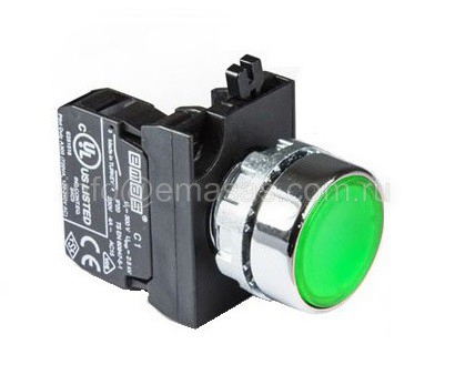 Кнопка с подсветкой-светодиод зеленая CM190DY (1НО) | код CM190DY | EMAS Кнопка с подсветкой-светодиод зеленая CM190DY (1НО) | код CM190DY | EMAS