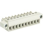 Розеточный разъем, угловой, на кабель, с монтажными фланцами, шаг 3,81 мм, 10 полюсов, номинальное сечение: 1,5 мм кв., винтовая фиксация провода, 250V, 8А, без маркировки, цвет: серый, серия 8813 B | код 25.621.4053.0 | Wieland