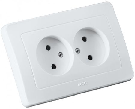 Розетка двойная скрытая белая | код РС16-341 | HEGEL Розетка двойная скрытая белая | код РС16-341 | HEGEL