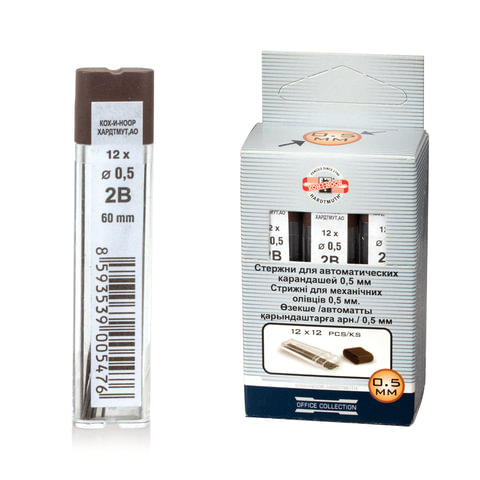 Грифели запасные 0,5 мм, 2B, KOH-I-NOOR, КОМПЛЕКТ 12 шт., 4152/2B, 415202B005PKRU | код 180998 | KOH-I-NOOR Грифели запасные 0,5 мм, 2B, KOH-I-NOOR, КОМПЛЕКТ 12 шт., 4152/2B, 415202B005PKRU | код 180998 | KOH-I-NOOR