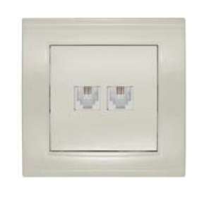 Розетка телефонная 2-м СП Бриллиант сл. кость UNIVersal Розетка телефонная 2-м СП Бриллиант сл. кость UNIVersal