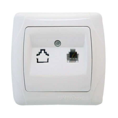 Розетка телефонная 1-м СП Маргарита RJ11 (4P4C) бел. UNIVersal Розетка телефонная 1-м СП Маргарита RJ11 (4P4C) бел. UNIVersal