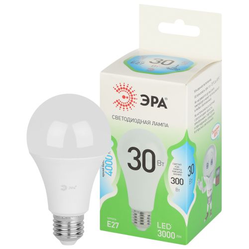 Лампа светодиодная LED 30 Вт 3000Лм 4000К груша нейтральный E27 220-240В LED A65-30W-840-E27 Green Line | код Б0067144 | ЭРА