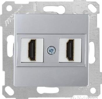 Rita - Розетка 2xHDMI, нерж. сталь | код 2200-458-0182 | Mutlusan Rita - Розетка 2xHDMI, нерж. сталь | код 2200-458-0182 | Mutlusan