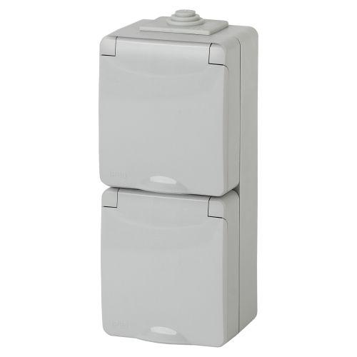 Розетка 2-м ОП Эра Эксперт 11-2607-03 16А IP65 вертикал. 250В 2х2P+E сер. Эра Б0036002 Розетка 2-м ОП Эра Эксперт 11-2607-03 16А IP65 вертикал. 250В 2х2P+E сер. Эра Б0036002