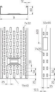 Кабельный листовой лоток перфорированный 60x400x3000 | код 6087159 | OBO Bettermann Кабельный листовой лоток перфорированный 60x400x3000 | код 6087159 | OBO Bettermann