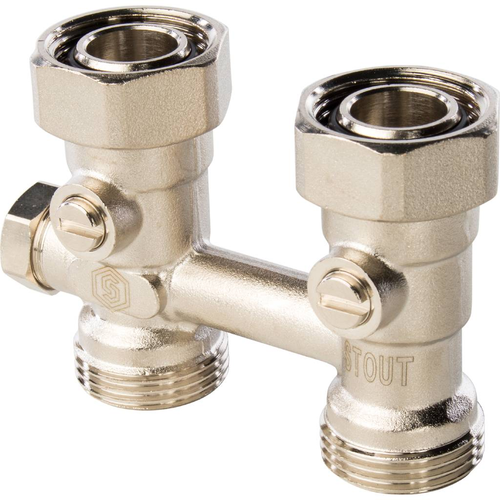 Узел нижнего подключения радиатора для однотрубной системы, прямой 3/4 | код RG008Q0F4Q6OAD | STOUT