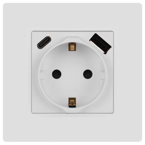 Розетка Серия 12 12-4108-01М 2P+E 16A-250В со шторками с USB type-A+C 5В-3А белый матовый | код Б0067711 | ЭРА фото 3 Розетка Серия 12 12-4108-01М 2P+E 16A-250В со шторками с USB type-A+C 5В-3А белый матовый | код Б0067711 | ЭРА фото 3