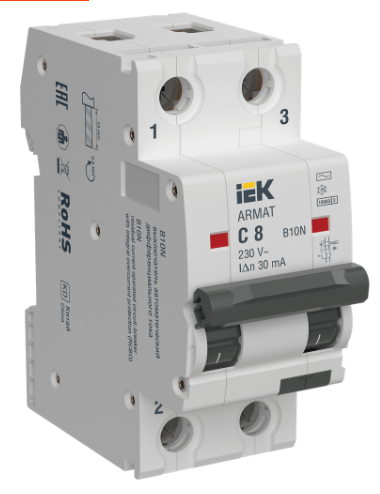ARMAT АВДТ B10N 2P C8 30мА тип AC IEK | код AR-B10N-2-C008C030 | IEK ARMAT АВДТ B10N 2P C8 30мА тип AC IEK | код AR-B10N-2-C008C030 | IEK
