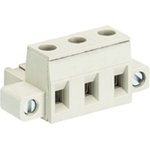 Розеточный разъем, угловой, на кабель, с монтажными фланцами, шаг 7,50 мм, 3 полюса, номинальное сечение: 2,5 мм кв., винтовая фиксация провода, 690V, 12А, с маркировкой, цвет: серый, серия 8313 F | код 25.324.0353.0 | Wieland