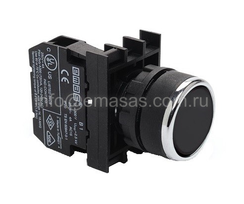 B200DH Кнопка нажимная круглая черная (1НЗ) | код B200DH | EMAS B200DH Кнопка нажимная круглая черная (1НЗ) | код B200DH | EMAS