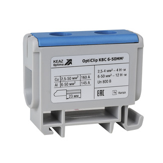 Клемма вводная силовая OptiClip КВС 6-50 синяя | код 351040 | КЭАЗ Клемма вводная силовая OptiClip КВС 6-50 синяя | код 351040 | КЭАЗ