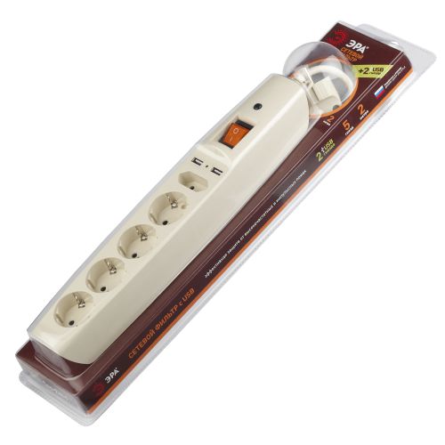 Сетевой фильтр (сл. кость) с заземл, 3x0.75мм2, со шт, с выкл, 5гн+2xUSB, 2м, кор (20/200) SFU-5es-2m-I | код C0043328 | ЭРА фото 3 Сетевой фильтр (сл. кость) с заземл, 3x0.75мм2, со шт, с выкл, 5гн+2xUSB, 2м, кор (20/200) SFU-5es-2m-I | код C0043328 | ЭРА фото 3