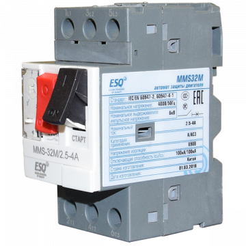 Автомат защиты двигателя MMS32M 0004 2.5-4А (AC400/415V 100kA ESQ) | код 14.03.07.000001 | ESQ Автомат защиты двигателя MMS32M 0004 2.5-4А (AC400/415V 100kA ESQ) | код 14.03.07.000001 | ESQ