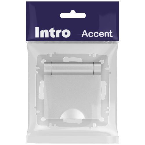 Розетка Intro Accent 6-203-03 2P+E Schuko с крышкой, 16А-250В, IP20, СУ, алюминий | код Б0063721 | ЭРА
