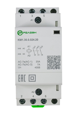 KM1.04.0.024.20 Модульный контактор 4НЗ контакта 20А (~/= 24В AC/DC) | код KM104002420 | РЕЛЕОН KM1.04.0.024.20 Модульный контактор 4НЗ контакта 20А (~/= 24В AC/DC) | код KM104002420 | РЕЛЕОН