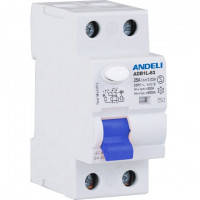УЗО ADB1L-63 2P 63A 100mA тип AC 6kA (ANDELI) | код ADL03-009 | ANDELI