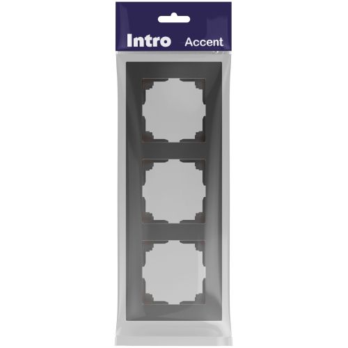 Рамка для розеток и выключателей Intro Accent 6-503-07 на 3 поста, СУ, графит | код Б0063791 | ЭРА