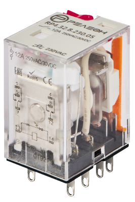 RP4.32.8.048.05 Промежуточное реле 2 перекидных контакта 12А (~ 48В AC) блокируемая кнопка проверки + светодиод | код RP432804805 | РЕЛЕОН RP4.32.8.048.05 Промежуточное реле 2 перекидных контакта 12А (~ 48В AC) блокируемая кнопка проверки + светодиод | код RP432804805 | РЕЛЕОН