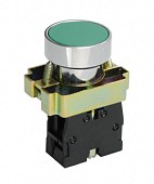 Выключатель кнопочный LAY5-ВА31, зелёный, 1НО, цилиндр, хром, без подсветки, d22мм (ЭТ) | код ET012086 | Электротехник