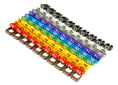 Cabeus MR-55 Маркеры (клипсы) на кабель, защелкивающиеся D 4-5.5мм, 0-9, 10 цветов (100 шт.) | код 7433c| Cabeus