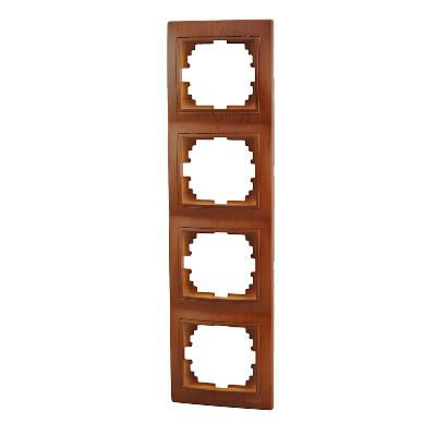 MIRA Рамка 4 поста вертикальная сосна | код 701-0801-154 | LEZARD MIRA Рамка 4 поста вертикальная сосна | код 701-0801-154 | LEZARD