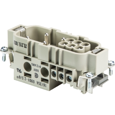 Вилочная контактная вставка REVOS POWER, Size 16, винтовая фиксация, 4-/6- полюсов + РЕ, 690 V, 35/16 A, материал контактов: медный сплав, тип покрытия контактов: серебро | код 72.215.1053.0 | Wieland Вилочная контактная вставка REVOS POWER, Size 16, винтовая фиксация, 4-/6- полюсов + РЕ, 690 V, 35/16 A, материал контактов: медный сплав, тип покрытия контактов: серебро | код 72.215.1053.0 | Wieland