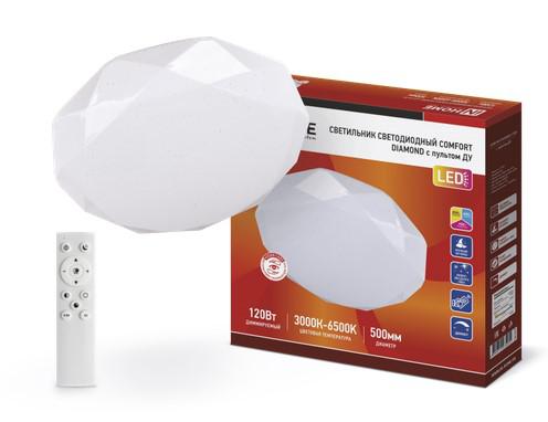 Светильник светодиодный COMFORT DIAMOND 120Вт 230В 3000-6500К 9600лм 500х80мм с пультом ДУ | код 4690612035055 | IN HOME