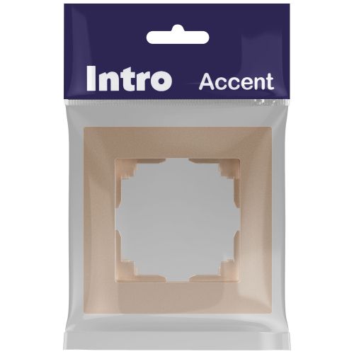 Рамка для розеток и выключателей Intro Accent 6-501-04 на 1 пост, СУ, шампань | код Б0063746 | ЭРА