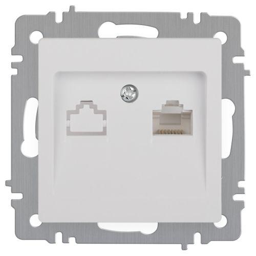 Розетка компьютерная 1-м СП Accent 6-303-01 RJ45 IP20 бел. Intro Б0063624