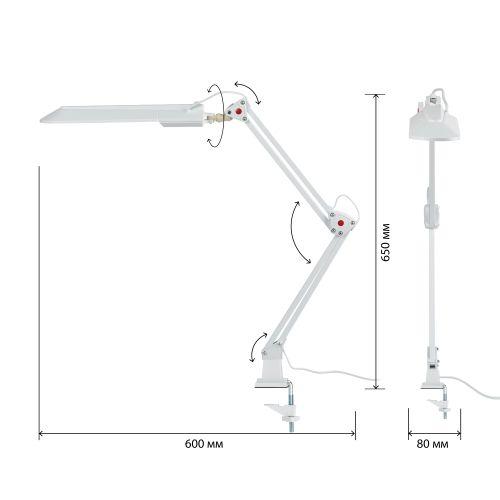 Светильник настольный с лампой PL на струбцине белый NL-201-G23-11W-W | код C0041457 | ЭРА