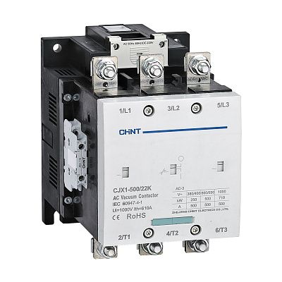 Контактор вакуумный CJX1-500/22K 500А(АС3) 2НО+2НЗ AC/DC 380В 50/60Гц | код 275716 | CHINT Контактор вакуумный CJX1-500/22K 500А(АС3) 2НО+2НЗ AC/DC 380В 50/60Гц | код 275716 | CHINT