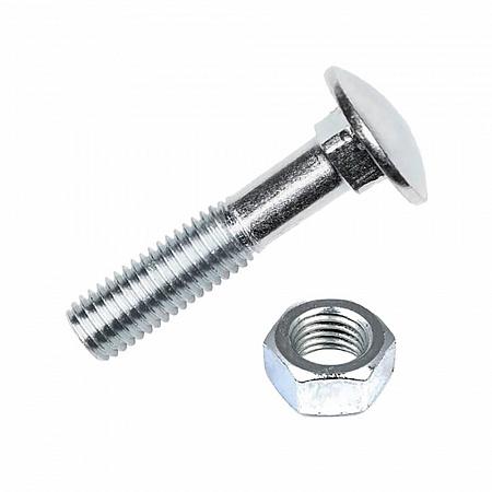 Болт DIN603 мебельный оцинк. М6х50 с гайкой (8 шт) - пакет Tech-Krep | код 108763 | Tech-KREP