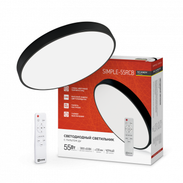 Светильник сд SCANDY SIMPLE-55RCB 55Вт 230В 3000-6500K 4400Лм 330x50мм с пультом ДУ черный IN HOME | код 4690612047089 | IN HOME Светильник сд SCANDY SIMPLE-55RCB 55Вт 230В 3000-6500K 4400Лм 330x50мм с пультом ДУ черный IN HOME | код 4690612047089 | IN HOME